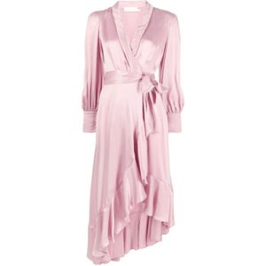 Zimmermann, Roze Zijden Wikkeljurk Roze, Dames, Maat:XS