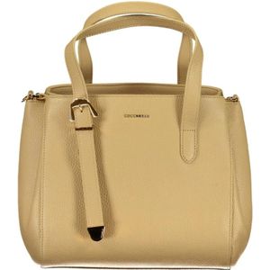 Coccinelle, Tassen, Dames, Beige, ONE Size, Beige Leren Handtas met Verstelbare Schouderband