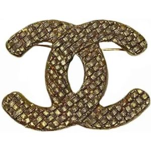 Chanel Vintage, Pre-owned, Dames, Geel, ONE Size, Tweed, Pre-owned Metal brooches