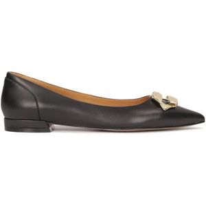 Kazar, Schoenen, Dames, Zwart, 39 EU, Leer, Zwarte leren platte pumps met lage hak