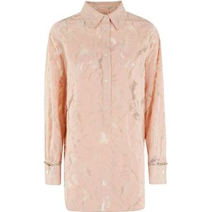 N21, Elegante kristalversierde overhemd Roze, Dames, Maat:S