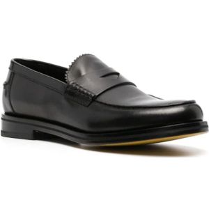 Doucal's, Schoenen, Heren, Zwart, 43 1/2 EU, Leer, Zwarte platte schoenen - Penny