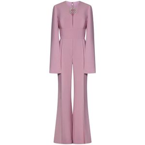 Elie Saab, Roze jurk met kristalversiering en wijde broek Roze, Dames, Maat:S