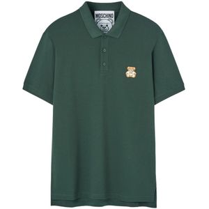 Moschino, Tops, Heren, Groen, L, Groen Logo Geborduurd Poloshirt