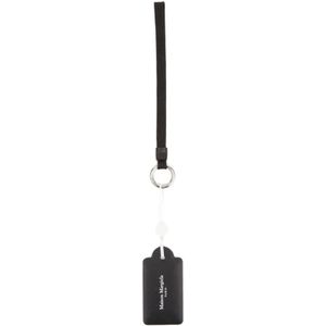 Maison Margiela, Zwarte Leren Sleutelhanger met Metalen Haak Zwart, Dames, Maat:ONE Size