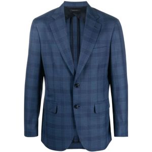 Brioni, Blauwe Casual Plume Blazer Blauw, Heren, Maat:M