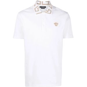 Versace, Tops, Heren, Wit, M, Katoen, Polo Shirts