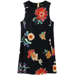 Desigual, Bloemen Mouwloze Jurk met Ritssluiting Veelkleurig, Dames, Maat:S