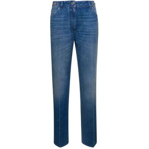Versace, Jeans, Dames, Blauw, W28, Katoen, Slim-fit Jeans voor Moderne Vrouw