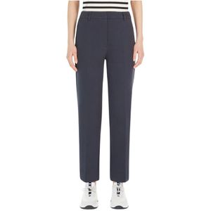 Max Mara Weekend, Broeken, Dames, Blauw, M, Katoen, Blauwe Straight Leg Broek