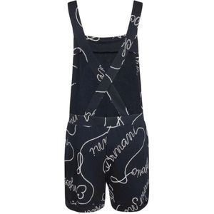 Emporio Armani, Jumpsuits & Playsuits, Dames, Blauw, S, Katoen, Blauwe Logo Lettering Zwemshorts