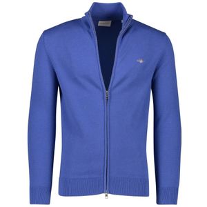 Gant, Truien, Heren, Blauw, 4Xl, Katoen, Blauwe Heren Vest met Rits