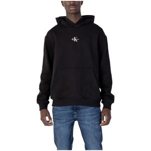 Calvin Klein Jeans, Sweatshirts & Hoodies, Heren, Zwart, S, Katoen, Zwarte heren hoodie zonder patroon