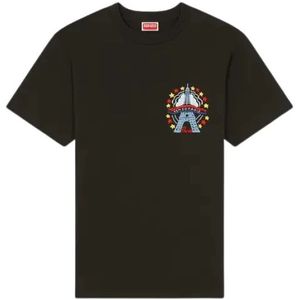 Kenzo, Eiffeltoren Geborduurd Slim Fit T-shirt Zwart, Heren, Maat:L