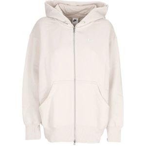 Nike, Sweatshirts & Hoodies, Dames, Beige, M, Katoen, Phoenix Fleece Hoodie Met Rits Lange Mouw