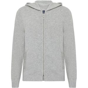 Boggi Milano, Sweatshirts & Hoodies, Heren, Grijs, L, Wol, Luxe Cashmere Blend Zip Hoodie Sweater