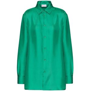 RED Valentino, Blouses & Shirts, Dames, Groen, S, Zijden Shirt, Groene Malachiet, Standaard Pasvorm