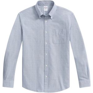 Brooks Brothers, Overhemden, Heren, Blauw, XL, Katoen, Blauw Regular Fit Oxford Cloth Vrijdag Sportoverhemd met Polo Button Down Kraag