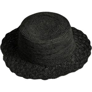 Ibeliv, Accessoires, Dames, Zwart, ONE Size, Katoen, Handgemaakte Raffia Gehaakte Hoed Vezo