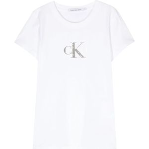 Calvin Klein Jeans, Witte T-shirts en Polos Wit, Dames, Maat:L