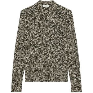 Marc O'Polo, Blouses & Shirts, Dames, Zwart, XL, Reguliere jersey print blouse