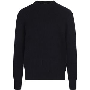 Ermenegildo Zegna, Truien, Heren, Blauw, S, Blauwe Cashmere Crew Neck Sweater