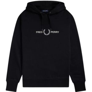 Fred Perry, Sweatshirts & Hoodies, Heren, Zwart, M, Katoen, Logo Hoodie