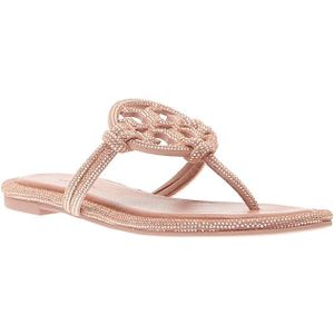 Tory Burch, Schoenen, Dames, Roze, 36 1/2 EU, Leer, Rosa Strass Flip Flops