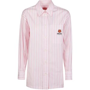 Kenzo, Oversized Longsleeve Shirt Rose Clair Roze, Dames, Maat:M