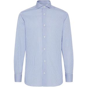 Boggi Milano, Overhemden, Heren, Blauw, M, Katoen, Slim Fit Katoenen Dobby Overhemd