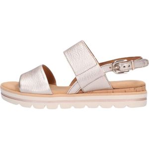 Gabor, Schoenen, Dames, Beige, 42 EU, Suède, Comfortabele Metallic Sandalen met Elastische Band