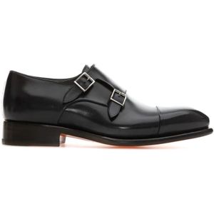 Santoni, Schoenen, Heren, Blauw, 43 EU, Klassieke Monk Strap Schoenen