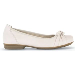 Gabor, Schoenen, Dames, Beige, 37 1/2 EU, Leer, Ivoor Leren Klassieke Comfortabele Ballerina's