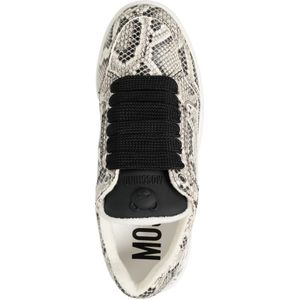 Moschino, Schoenen, Dames, Grijs, 37 EU, Leer, Dierenprint Sneakers voor Kinderen