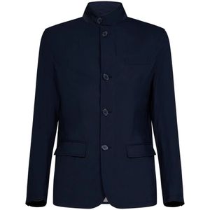 Herno, Jassen, Heren, Blauw, M, Wol, Blauwe Ss 23 Single-Breasted Blazer