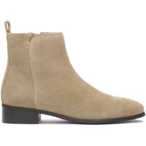 Kazar, Schoenen, Dames, Beige, 36 EU, Suède, Suède platte laarzen met lage hak