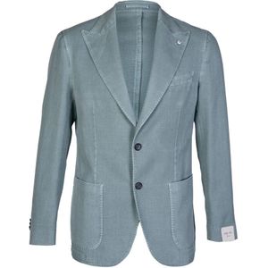 L.b.m. 1911, Heren Slim Fit Katoen en Ramie Blazer Blauw, Heren, Maat:L