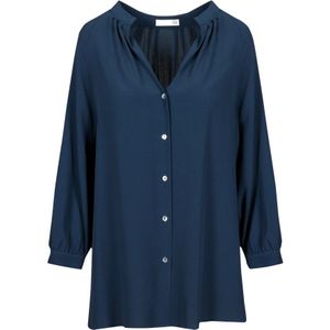 Douuod Woman, Blouses & Shirts, Dames, Blauw, XL, Lange Mouw Swallow Shirt