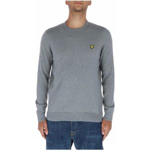 Lyle & Scott, Grijze Gebreide Trui met Print voor Heren Grijs, Heren, Maat:2XL