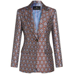 Etro, Multicolor Patroon Jacquard Jas Veelkleurig, Dames, Maat:S