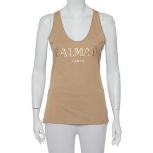 Balmain Pre-owned, Pre-owned Fabric tops Beige, Dames, Maat:M