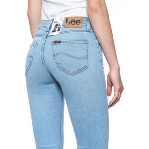 Lee, Jeans, Dames, Blauw, W30 L31, Katoen, Blauwe Skinny Jeans met Hoge Taille en Opgezet Logo