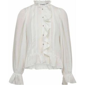 Co'Couture, Blouses & Shirts, Dames, Wit, XS, Polyester, Frill Shirt Blouse Elegant Vrouwelijke Stijl