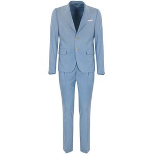 Daniele Alessandrini, Pakken, Heren, Blauw, M, Polyester, Slim Fit Blauw Pak