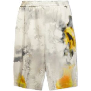 Alexander McQueen, Korte broeken, Heren, Wit, XL, Bedrukte shorts