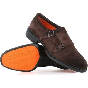 Santoni, Schoenen, Heren, Bruin, 43 EU, Suède, Donkerbruine platte schoenen