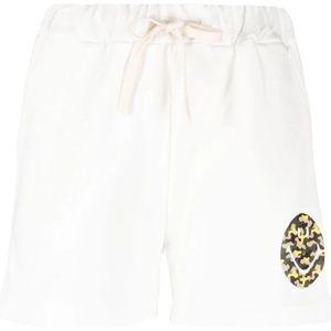 Joshua Sanders, Korte broeken, Dames, Wit, L, Katoen, Camouflage Logo Print Witte Shorts