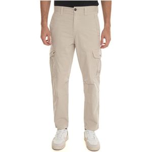 Boss, Cargo broek met grote zijzak Beige, Heren, Maat:L