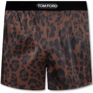 Tom Ford, Zijden boxershorts met logo Bruin, Heren, Maat:S