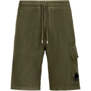 C.p. Company, Stijlvolle Light Fleece Cargo Shorts Groen, Heren, Maat:L